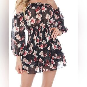 REVOLVE Blue Life Boho Ballerina Lightweight Floral Romper Mini Tiered Ruffle XS